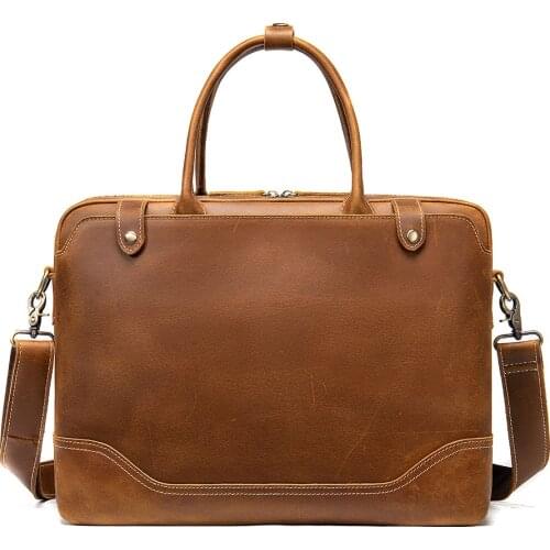 Men Handbags Cowhide Laptop Bag 14 Inch Pc Computer Bag Bag Leather Genuine Leather Shoulder Bag Briefcase Bag Hot Fashion