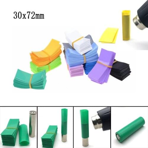 100pcs 18650 Battery Wrap Sleeve Heat Shrink Shrinkable Tube Insulated Multicolor Battery Skin PVC FilmTape Protector Cover Pip