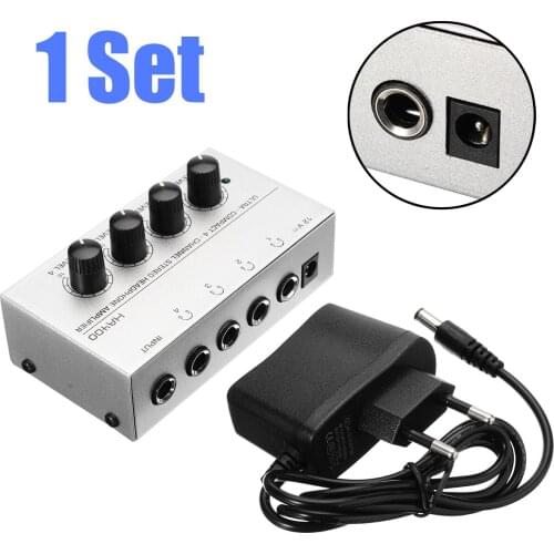 HA400 Ultra-Compact Headphone Audio Stereo Amp 4 Channel With 12V DC Power EU Plug Adapter Microamp Amplifier Audio Accessories