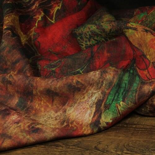 High quality pure ramie tissus Big flower fabric Summer High-end clothing gowns and shirts tissu