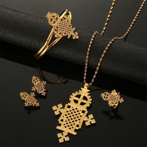 Ethiopian Eritrean Habesha Gold Color Trendy Wedding Party African Traditional Jewelry Sets