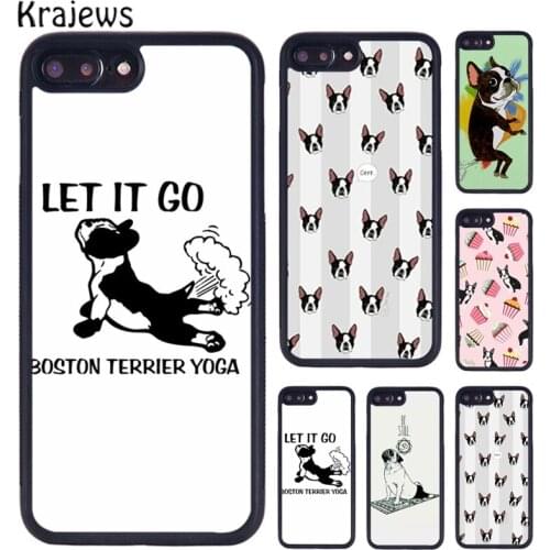 Krajews Funny Boston Terrier Dog Phone Case For iPhone 5 6S 7 8 plus 11 12 Pro X XR XS Max Samsung Galaxy S6 S7 S8 S9 S10 PLUS