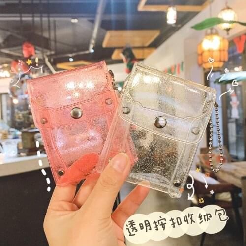 Woman Mini Transparent PVC Coin Purse INS Sequins Lipstick Bag Girl Fashion Portable Wallet Small Storage Bag Key Chain