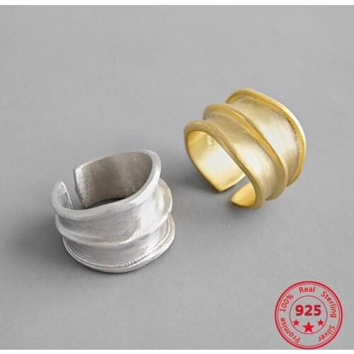 Korean Version Of Pure 925 Silver Ring INS Minimalist Cold Style Wide Face Brushed Design Female Personalized Jewelry