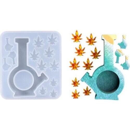 T84A Quicksand Epoxy Resin Mold Kettle Maple Leaf Bone Shape Quicksand Silicone Mould