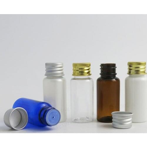 100 x 15ml Travel PET Transparent Blue Amber Cream Bottle With Aluminum Screw Lids Insert 1/2oz Cosmetic Packaging Container