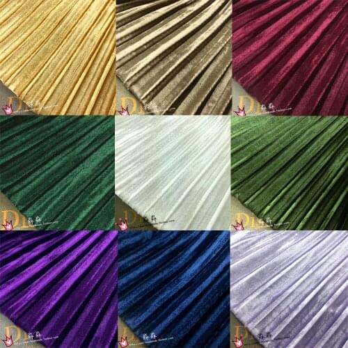3M High-Grade Soft Large Pleated Crushed Fabric Golden Velvet Skirt Strapless Dress Fabric Electro-optic Crumpled Fabric Cloth