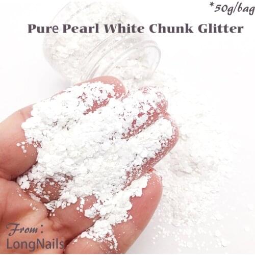 50g/Bag 0.2-3mm Rainbow Shiny Chunky Glitter Pearl White/Colorful Black/ Symphony Candy Mermaid Flash Nail ArtGlitter Sequin 165