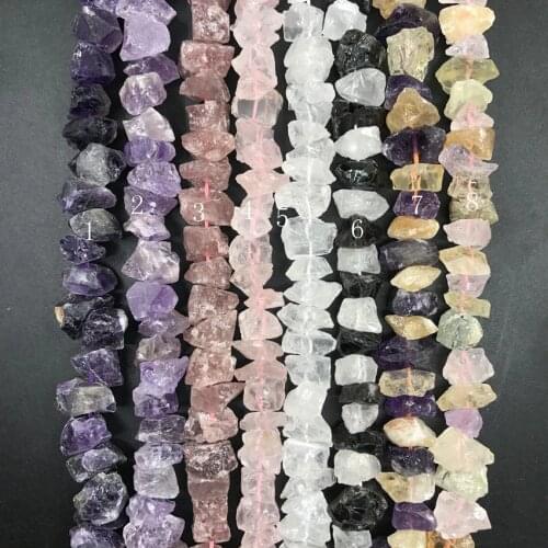 8Stone Choice,42-52pcs/strand Raw Crystal Nugget Chip Bead,Irregular Rough Amethysts Citrines Rose Smoky Quartzs Pendant Jewelry