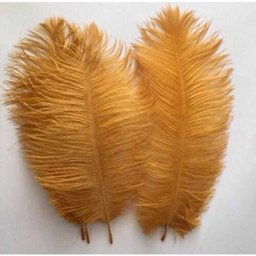 Free shipping 500pcs Gold color ostrich feathers 30-35cm/12-14inches for craft Making ostrich plumes wedding party decorations