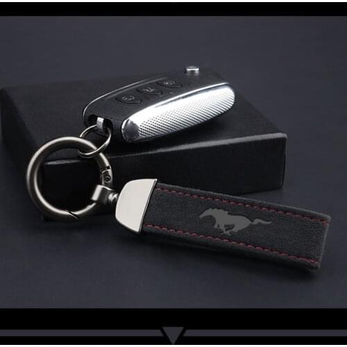 Hot Fashion Metal Leather Car logo Keychain 4s Shop Business Gift Custom Auto Key Accessories For Ford mustang GT 2020 2019 2018