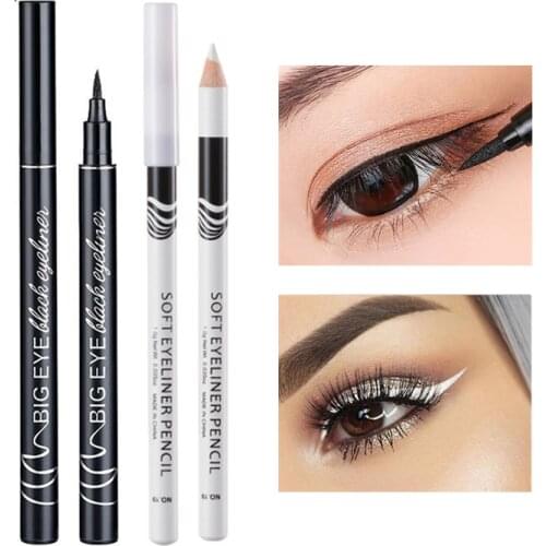 Black Liquid Eyeliner Pen White Eye Liner Pencil Long Lasting Waterproof Women Big Eye Makeup Cosmetics 1/2/3 Pcs Eyelin Pens