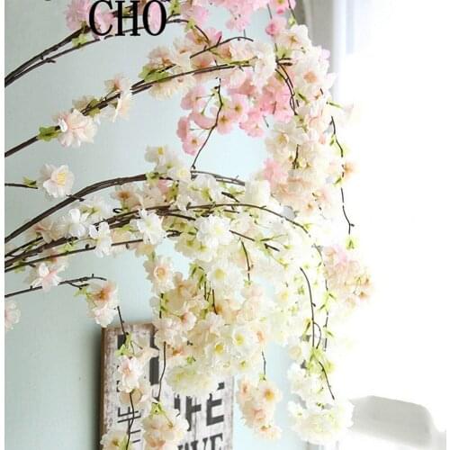 Four Branches Each Bouquet Simulation Cherry Blossom stem long Sakura branch Wedding Arch Decorative Flower Living room Decor