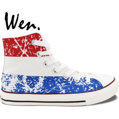 Wen Men Womens Hand Painted Shoes Design Custom Netherlands Flag High Top Canvas Sneakers Christmas Birthday Gifts