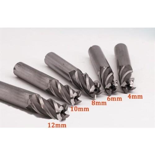 Free shipping Hot Sale 5pcs/set HSS CNC Straight Shank 4 Flutes End Mill Milling Cutter Drill Bits 4 6 8 10 12mm