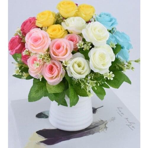 6 Heads Beautiful Rose Peony Artificial Silk Flowers Small bouquet flores Home Party Spring Wedding Decoration Fake Flower