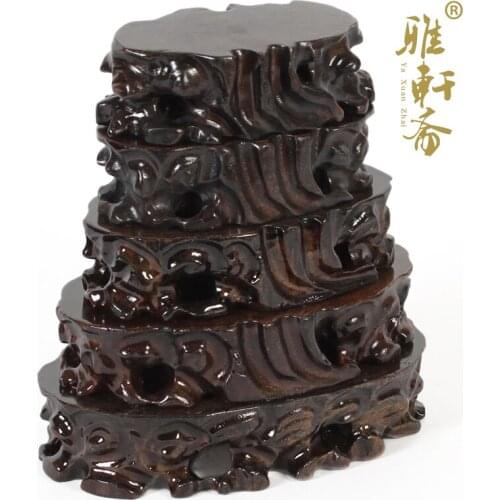 Mahogany wood stone jade ornaments handicraft flower vase base stone base can be used for dredging