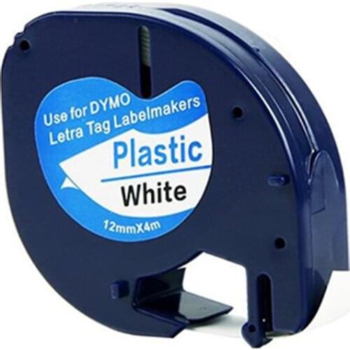 LT 91201 compatible DYMO Letratag plastic tape 12mm*4m Black on White black on silver 91208 91338 91228 Ribbons for Dymo LT-100H