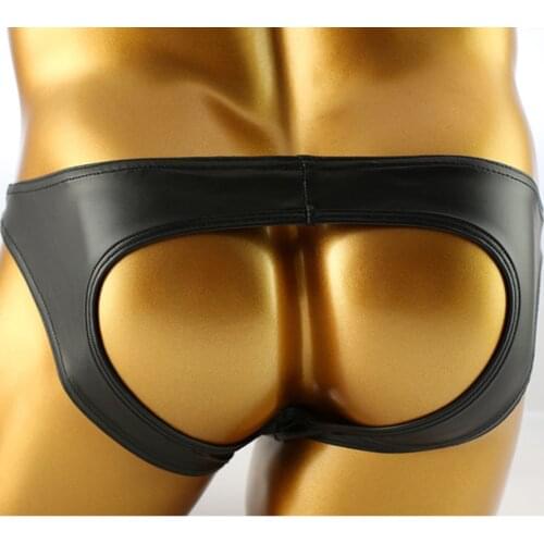 Men Hips Naked Lingerie Briefs Gay Man Leather Erotic Big Pouch bag Underwear