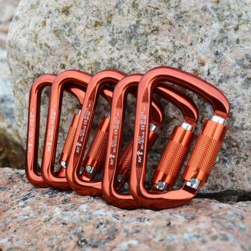PACK 5 Auto Locking Carabiners 30KN Heavy Duty 23mm Large Gate Mountaineering Rock Tree Climbing Caving Rescue Gear