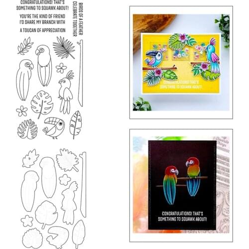 2021 New Bird Animal Parrot Lark Clear Stamps and Metal Cutting Dies For DIY Craft Making Paper Greeting Card Album Scrapbooking
