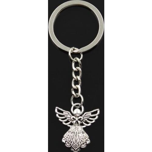 New Fashion Keychain 26x23mm Guardian Angel Pendants DIY Men Jewelry Car Key Chain Ring Holder Souvenir For Gift