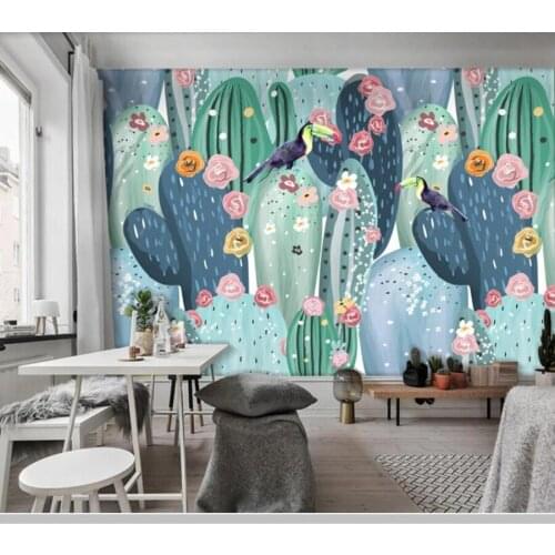 Papel de parede modern abstract art tropical forest cactus cartoon wallpaper,living room children bedroom wall papers home decor