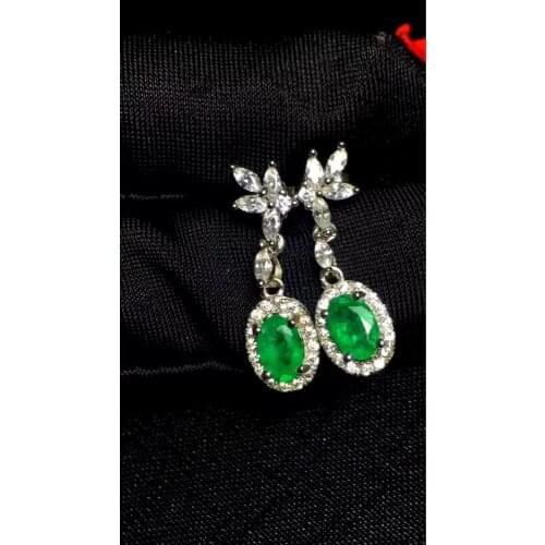 Simple and delicate, precious gemstone Natural emerald earrings, Colombian emeralds, professional natural gem shop, 925 silver