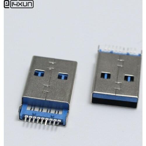 2pcs USB Type A Male Plug Connector Shenboard 180 Degrees 9 Pin Plugs DIY Terminals Connectors