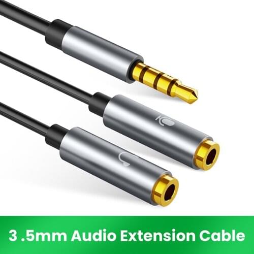 High Quality 3.5mm Male To Two Female Headphone+Mic Audio Splitter Aux Extension Adapter Cable Cord For iPhone ipad Computer