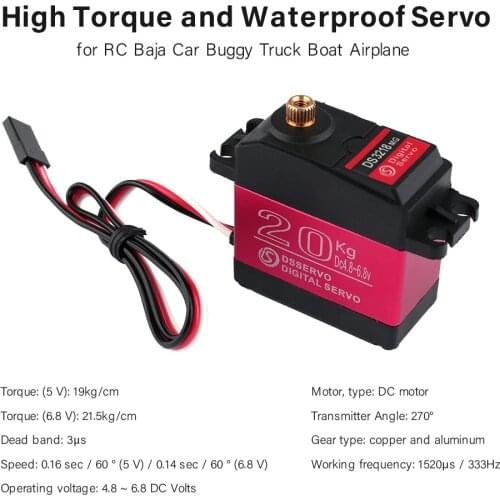 High Quality Metal DS3218MG 270° 20kg Digital Metal RC Servo High Torque Waterproof for RC Baja Car Truck Boat Airplane