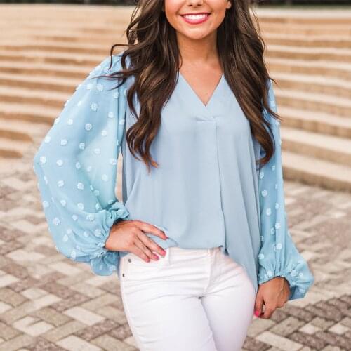 Women V Neck Chiffon Blouses Summer Top Long Sleeve Shirt Casual Tops Blusas Mujer De Moda