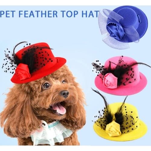 Pet European Style Top Hat Ladies Hat Red Feather Festive Funny Cap Head Headwear Accessories