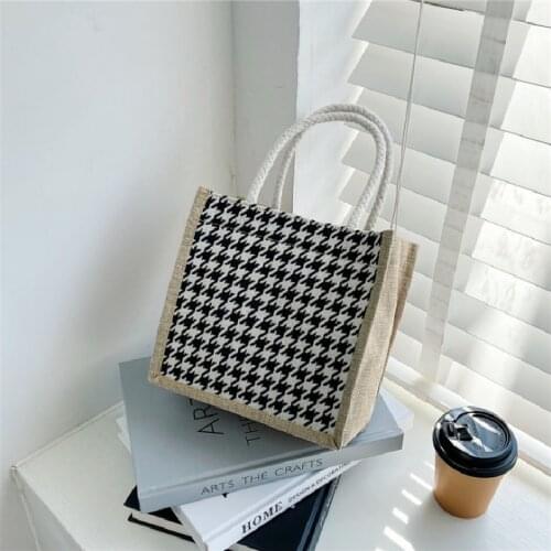 Female Woven Handbag Fashion Plaid Bags Ladies Large-capacity Tote Bag Woolen Cloth Shopping Bags Сумка Женская Сумка Багет
