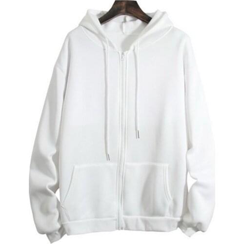 Women zip up hoodie winter Plus fleece top Loose long sleeves Hooded Japanese solid color Casual student jacket Pink sweatshirt