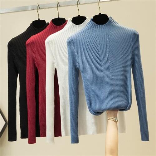 Spring and Autumn Women Sweater Fashion Turtleneck Solid Color Computer Knitted Woman Sweaters Slim Fit Casual Lady Sweaters