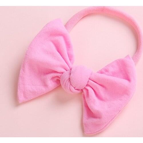 1pcs Soild Colors Big Bows Nylon Headbands Super Soft Stretchy Knotbows Nylon Hairbands Newborn Baby Girls Headwear Head wraps