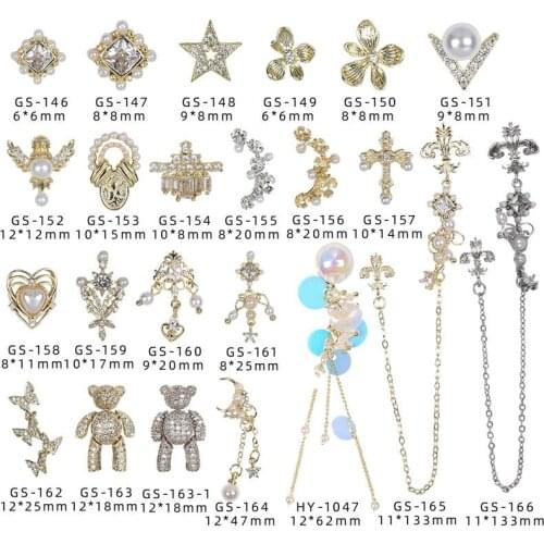 10 pcs/pack Charm Zircon Shiny Alloy 3D Nail Art Decorations Luxury Crystal Pendant Jewelry Cute Bear Manicure Design Accessory