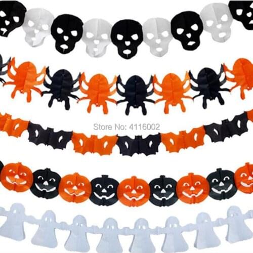 100Sets Spider Pumpkin Scary Witch Garland Halloween Paper Haunted House Prop Useful Party Decoration