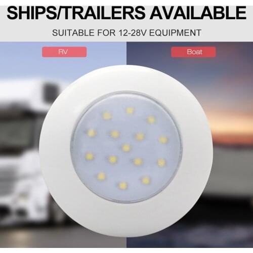 15 LED Round Lights Car Round Ceiling Light Interior light for RV Boat Waterproof 12V White Lights