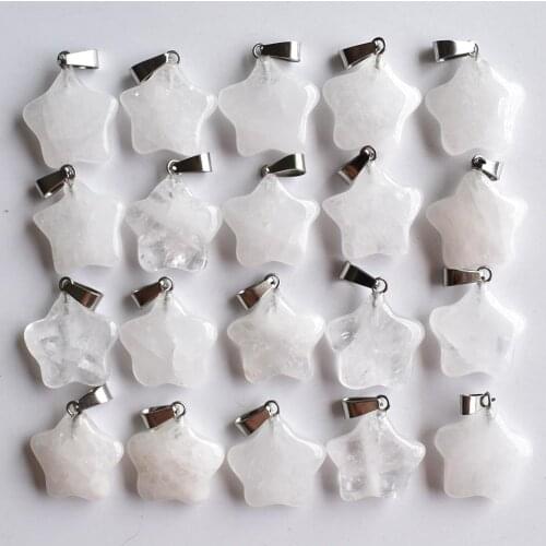 2020 Fashion good quality natural crystal five-pointed star charm pendants for jewelry making 50pcs/lot Wholesale free shipping