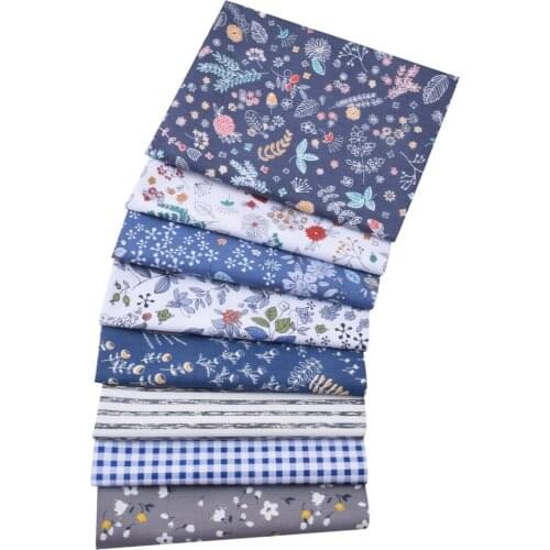 40x50cm 6/7/8pcs, Flowers Cotton Patchwork Fabric ,Blue White Sewing Quilting Fabrics Bundle,DIY Cloth Handcraft DIY Accessories