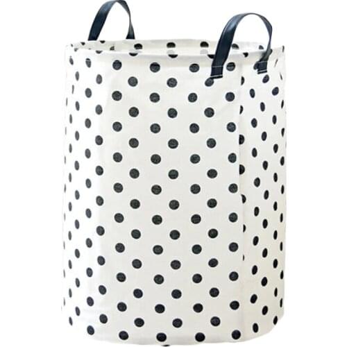 5PCS / LOT Foldable Waterproof Laundry Basket Leather Handle Portable Storage Bucket Hamper