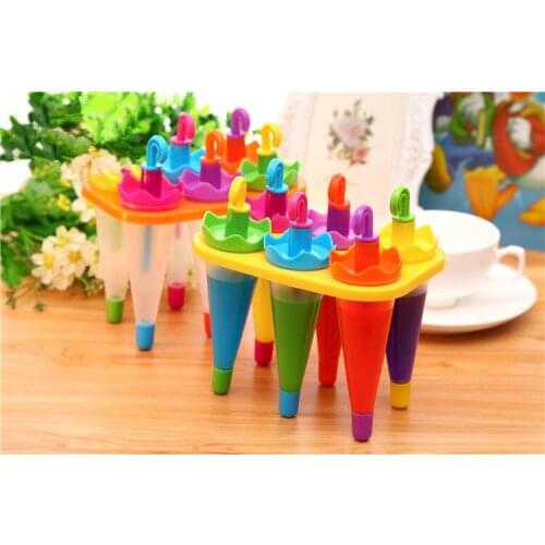 6pcs/lot Umbrella Ice Cream Molds Popsicle Ice Cube Tray Maker PP Frozen Ice Cube Sticks Lolly Mould Cooking Tools PF 001