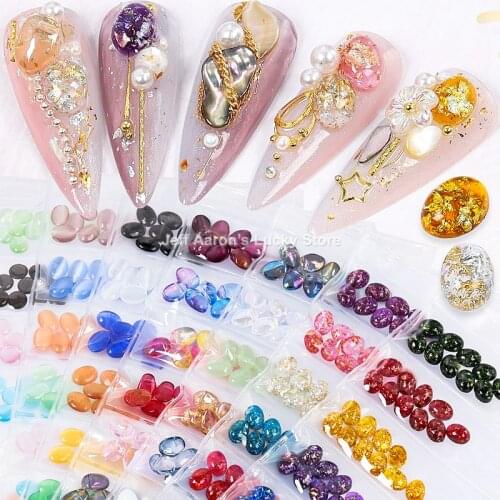 60PCS/pack 3D crystals glitter nail art decorations gem stones kit nail rhinestones charms for fake nails accessories
