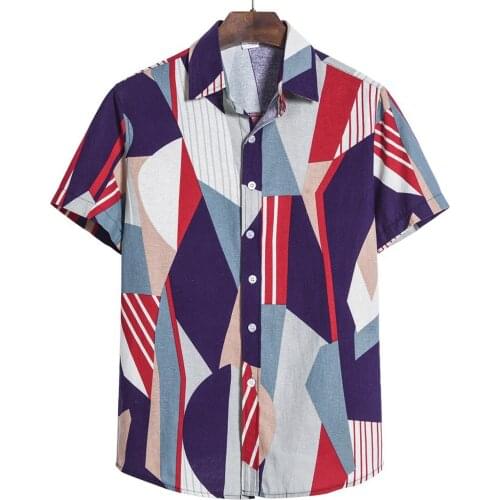 66# Men Cardigan Short Sleeve Hawaiian Beach Flower Shirt Mens Turtleneck Shirt Mens Clothing Trend Casual Comfortable Top Tees