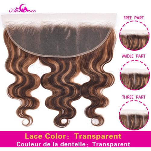 Ali Coco Highlight Body Hair Lace Frontal 13X4 EarTo Ear Lace Frontal Closure 100% Ombre Human Hair Lace Frontal Remy Hair