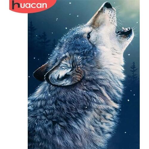 HUACAN 5d Diamond Painting Wolf Mosaic Rhinestones Pictures DIY Diamond Embroidery Cross Stitch Animal Home Decor Needlework