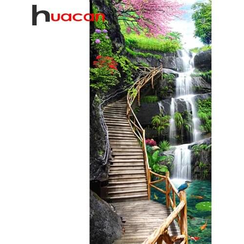 Huacan 5D DIY Diamond Painting Full Drill Square Landscape Embroidery Sale Waterfall Mosaic Wall Art