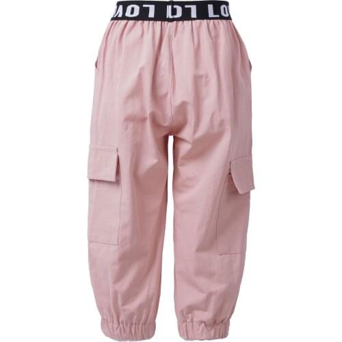 Oyolan Girls Cargo Pants Letter Pattern Kid Trousers For Girls Casual Style Kids Pants Summer Spring Girls Clothing 6 8 10 12 14